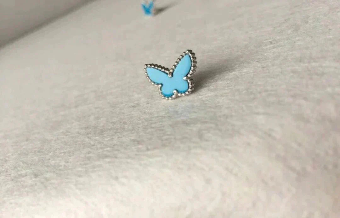 [Luxery]BUTTERFLY TURQUOISE EARRINGS SILVER