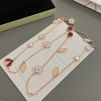 [Luxery]LUCKY SPRING 15 MOTIFS ROSE GOLD NECKLACE
