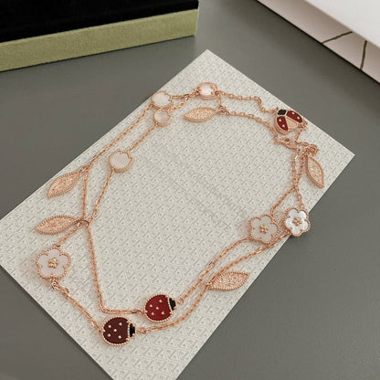 [Luxery]LUCKY SPRING 15 MOTIFS ROSE GOLD NECKLACE