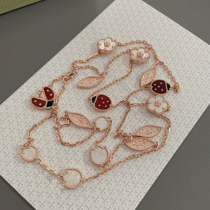 [Luxery]LUCKY SPRING 15 MOTIFS ROSE GOLD NECKLACE