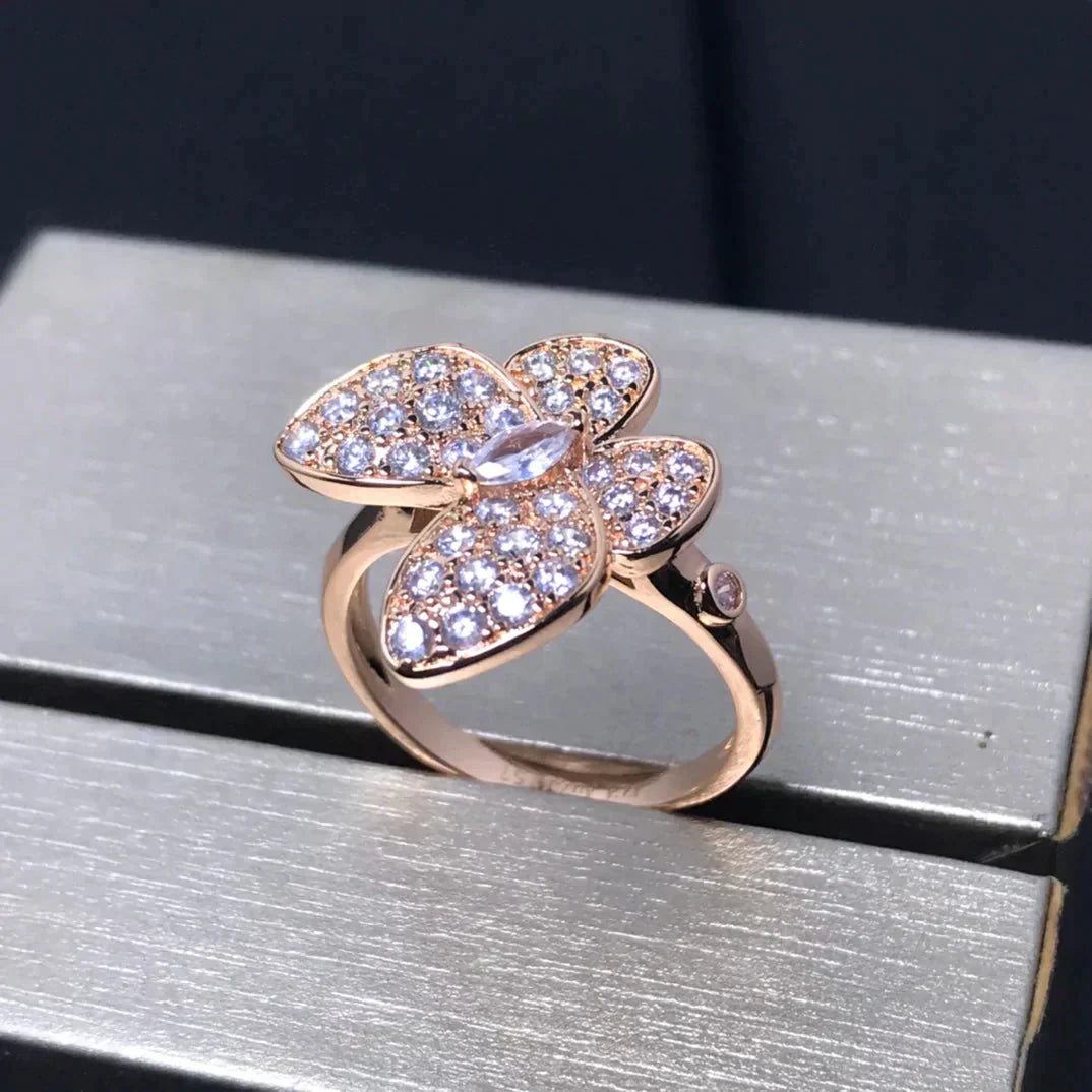 [Luxery]BUTTERFLY PINK GOLD DIAMOND RING