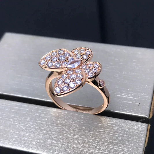 [Luxery]BUTTERFLY PINK GOLD DIAMOND RING