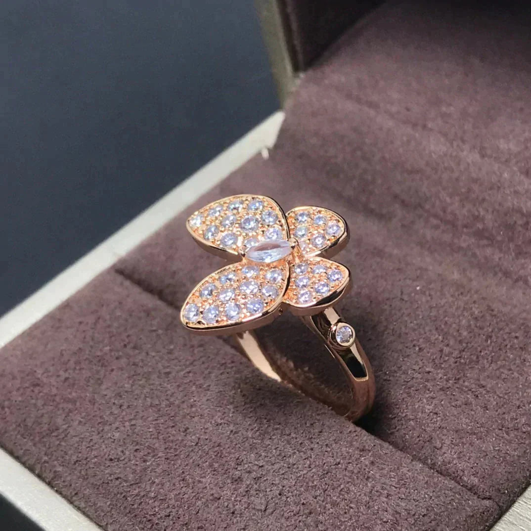 [Luxery]BUTTERFLY PINK GOLD DIAMOND RING
