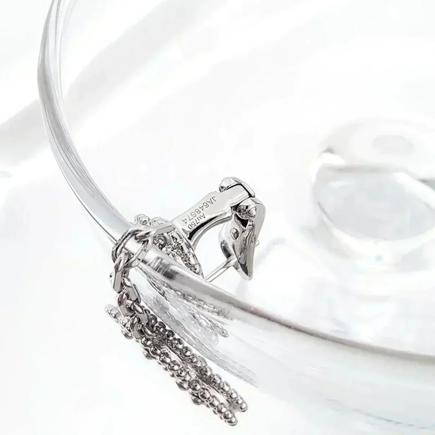 [Luxery]CLOVER 2 MOTIFS  DIAMOND ONYX EARRINGS SILVER