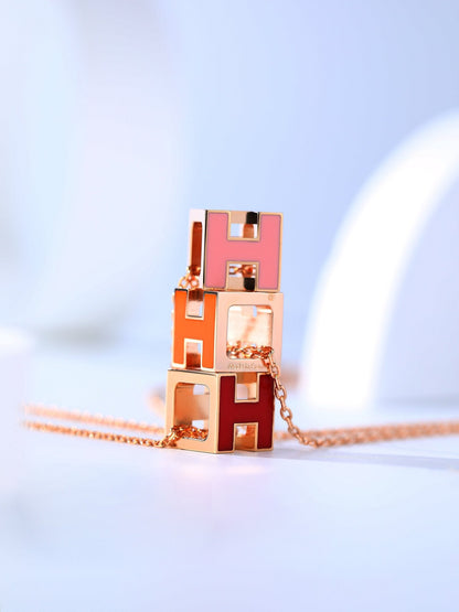 [Luxery]H CAGE PINK GOLD NECKLACE