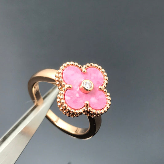 [Luxery]CLOVER RHODONITE ROSE GOLD RING