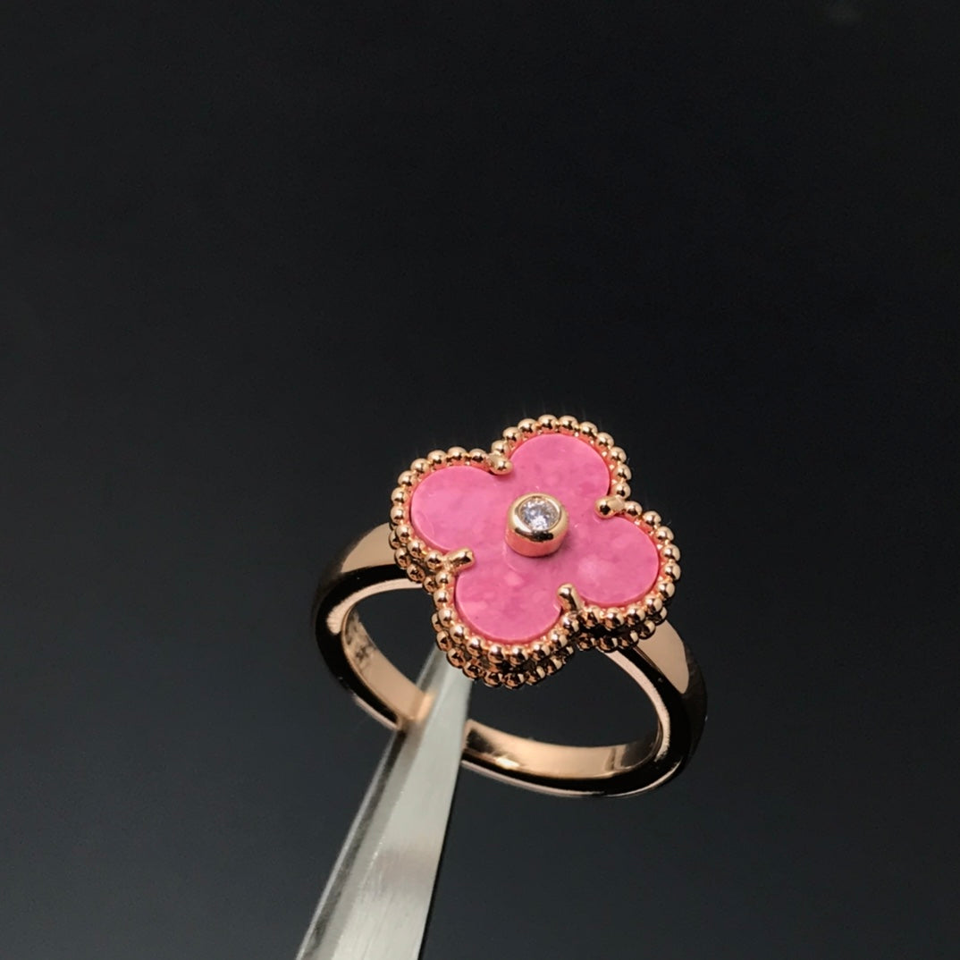 [Luxery]CLOVER RHODONITE ROSE GOLD RING