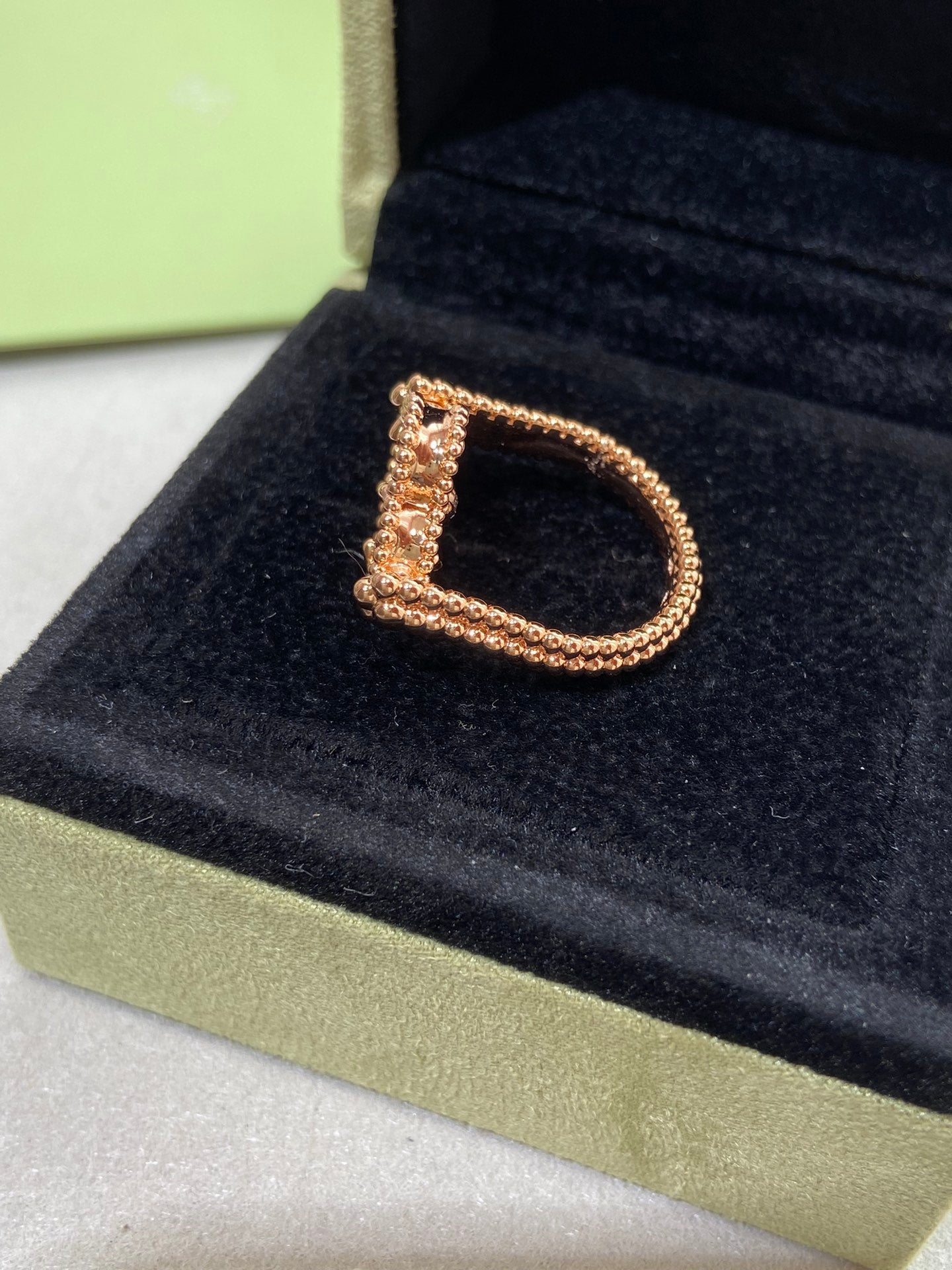 [Luxery]CLOVER RIVERSIBLE ROSE GOLD RING