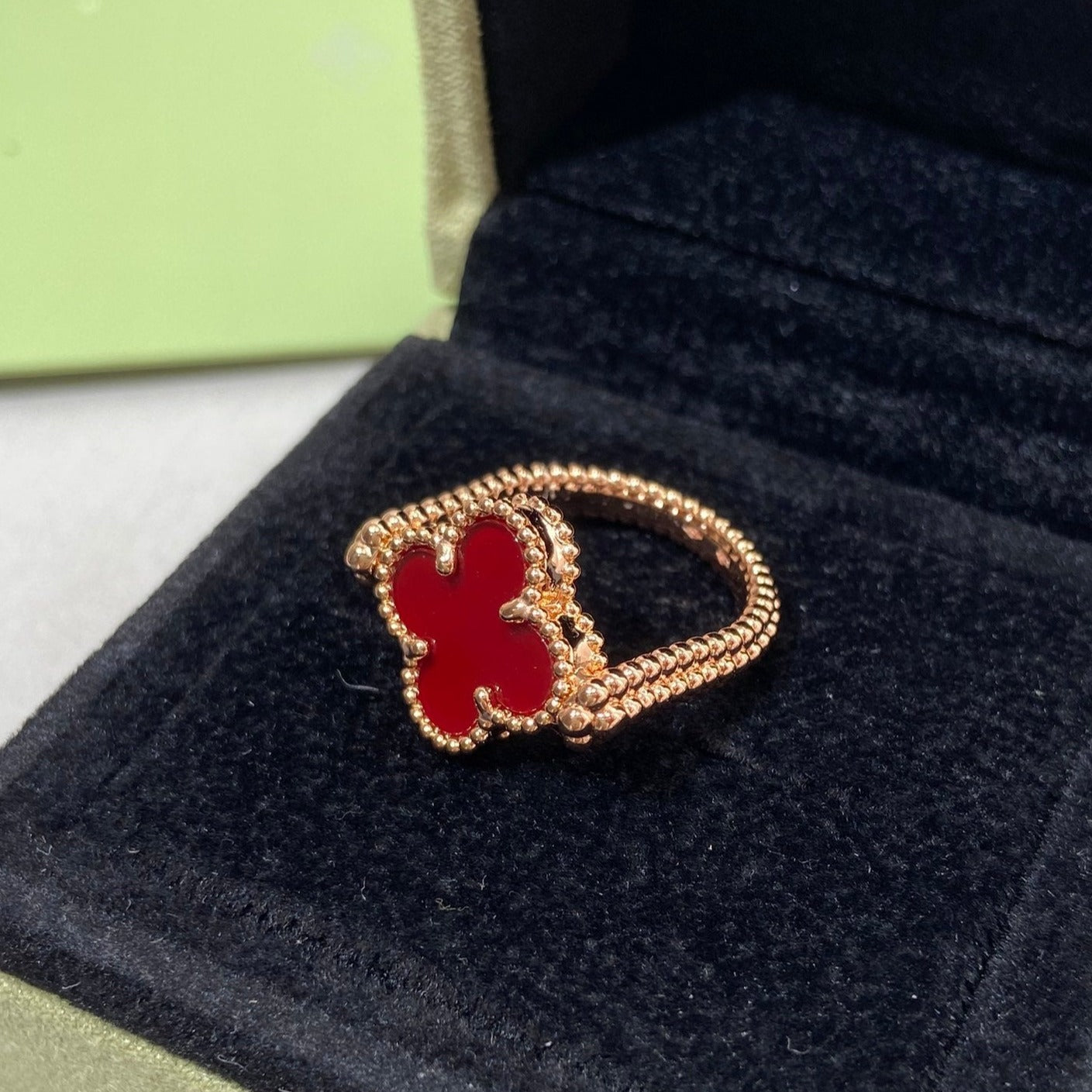 [Luxery]CLOVER RIVERSIBLE ROSE GOLD RING