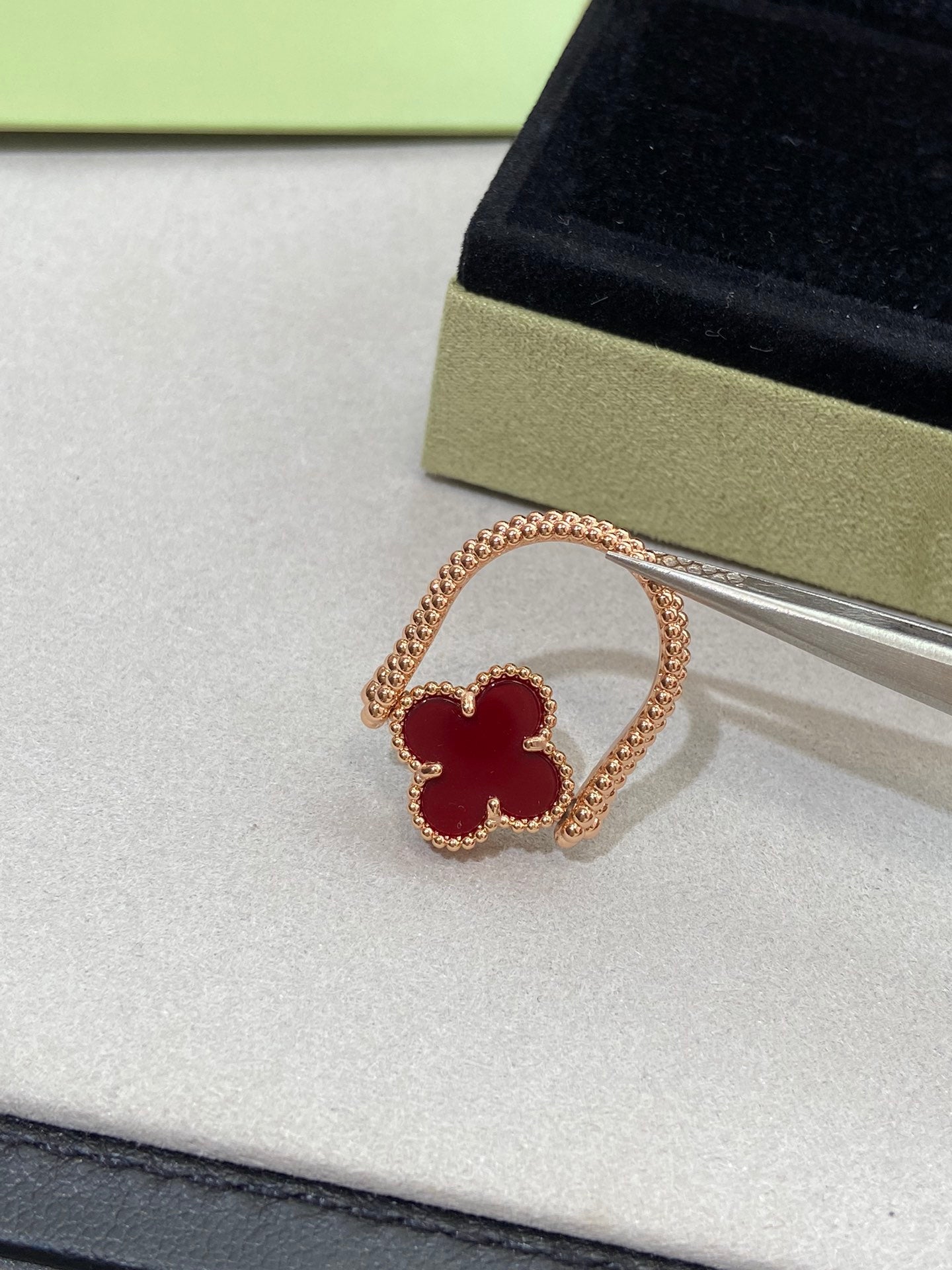 [Luxery]CLOVER RIVERSIBLE ROSE GOLD RING