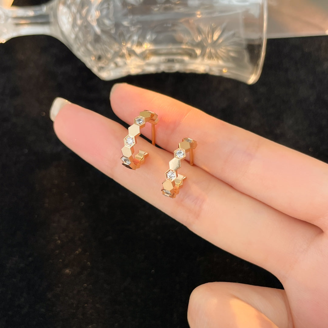 [Luxery]BEE LOVE DIAMOND HOOP EARRINGS