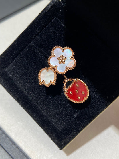 [Luxery]LUCKY 3 MOTIF ROSE GOLD RING
