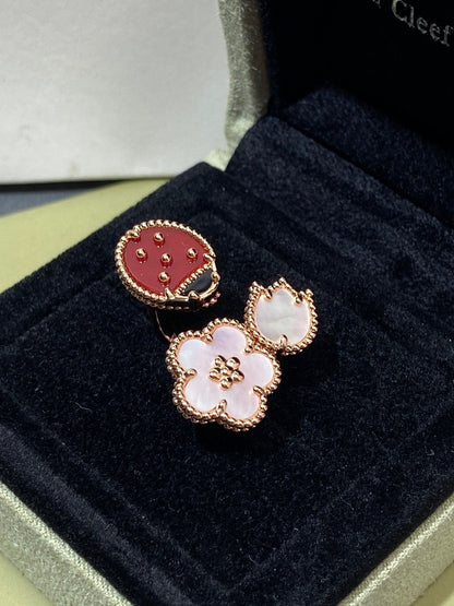 [Luxery]LUCKY 3 MOTIF ROSE GOLD RING