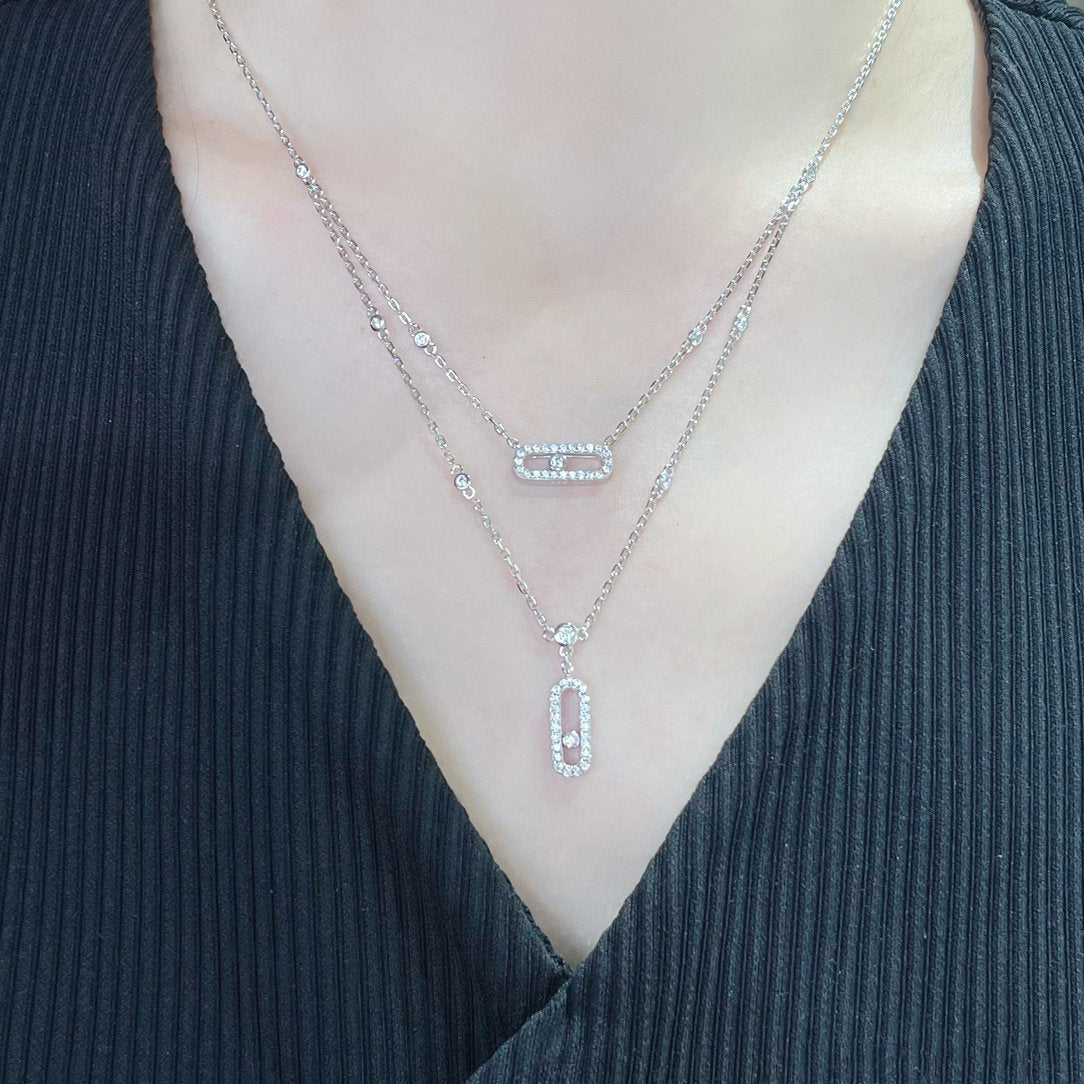 [Luxery]MOVE 2 ROW DIAMOND NECKLACE