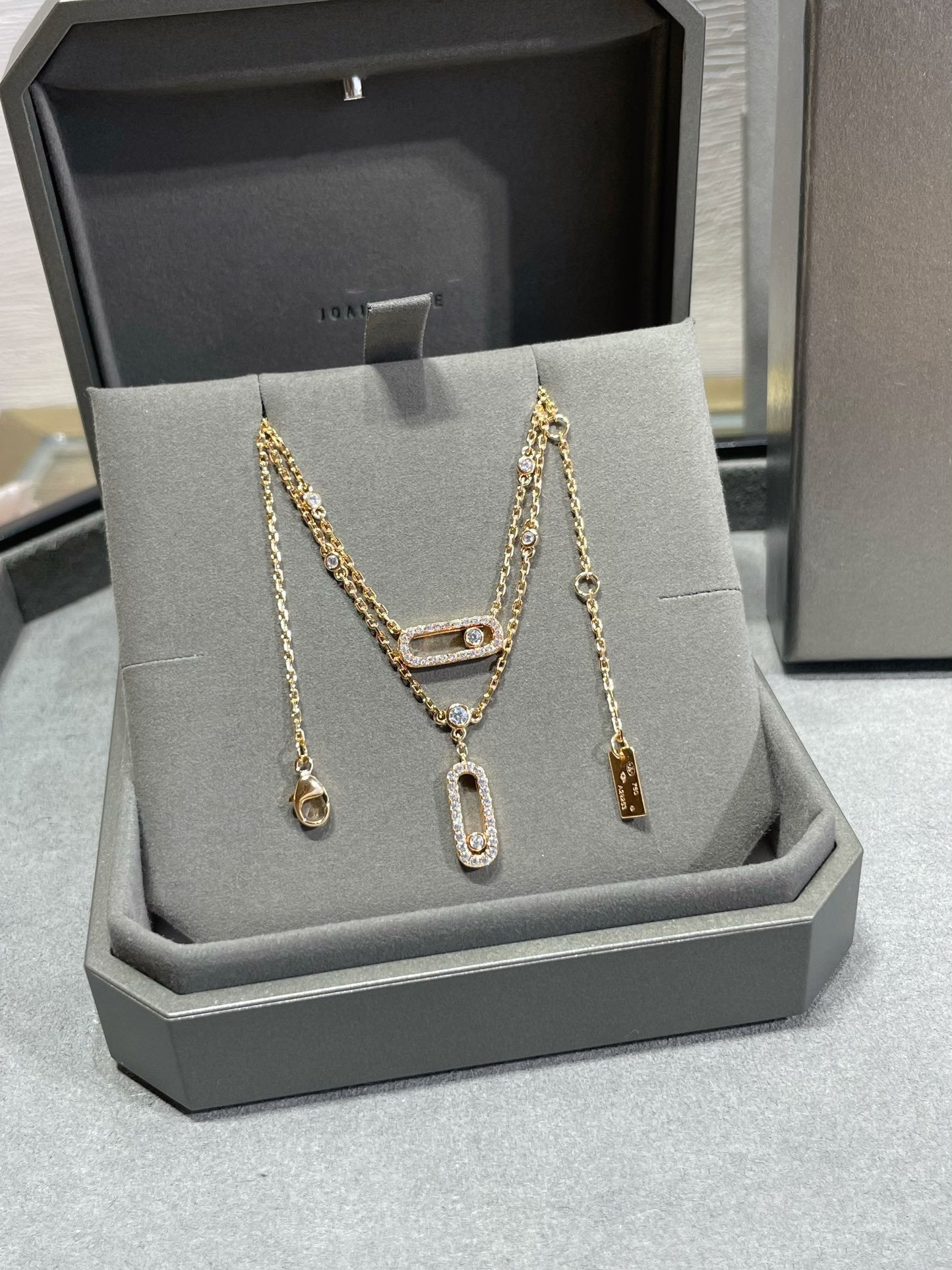 [Luxery]MOVE 2 ROW DIAMOND NECKLACE