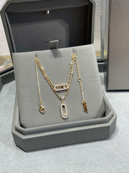 [Luxery]MOVE 2 ROW DIAMOND NECKLACE