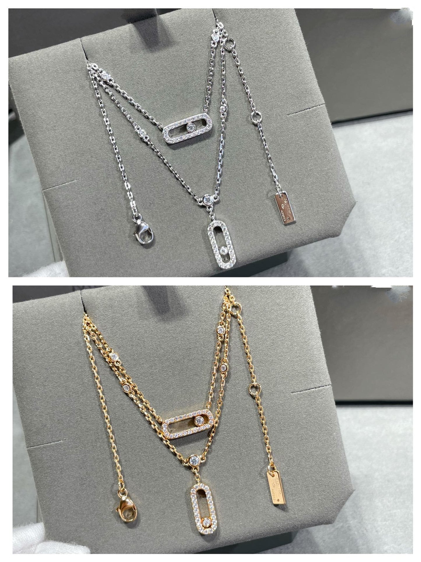 [Luxery]MOVE 2 ROW DIAMOND NECKLACE