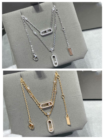 [Luxery]MOVE 2 ROW DIAMOND NECKLACE