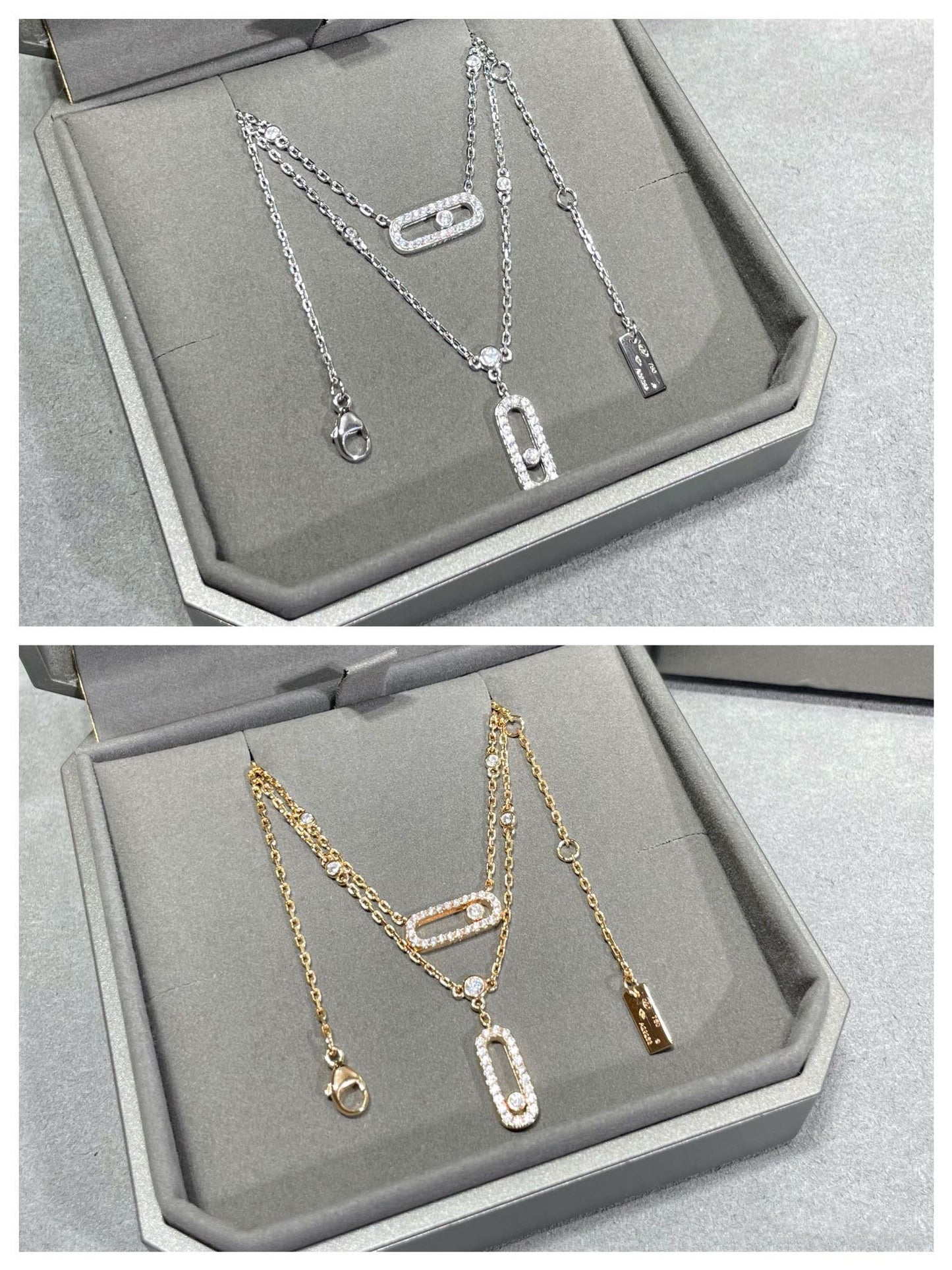 [Luxery]MOVE 2 ROW DIAMOND NECKLACE