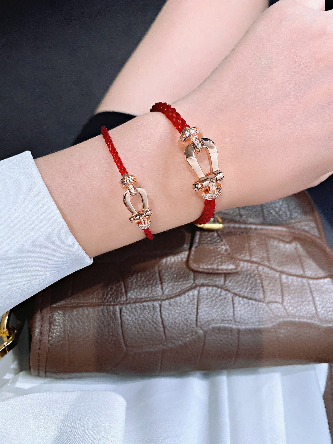 [Luxery]FORCE 10 HALF DIAMOND PINK GOLD RED CORDERI LARGE AND MEDIUM MODEL
