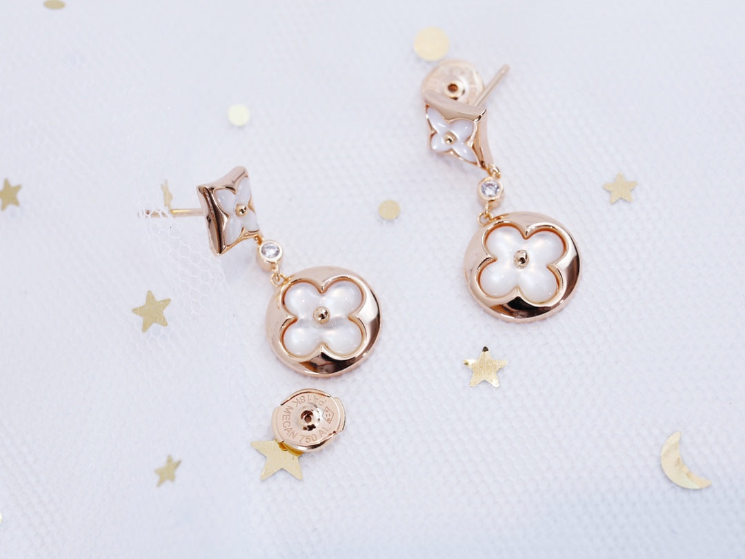 [Luxery]STAR AND SUN PINK GOLD MOP DROP EARRINGS
