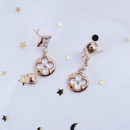 [Luxery]STAR AND SUN PINK GOLD MOP DROP EARRINGS