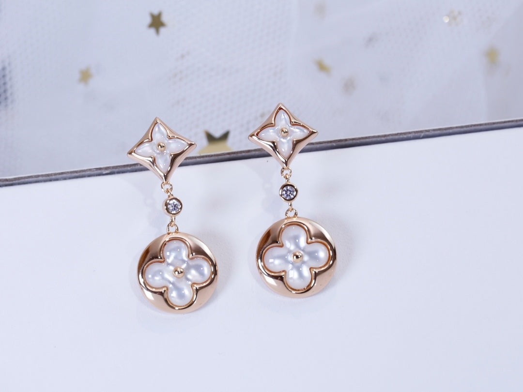 [Luxery]STAR AND SUN PINK GOLD MOP DROP EARRINGS