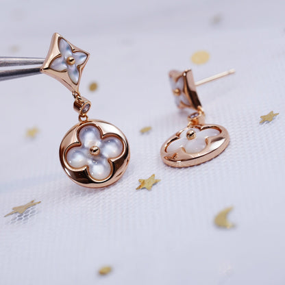 [Luxery]STAR AND SUN PINK GOLD MOP DROP EARRINGS