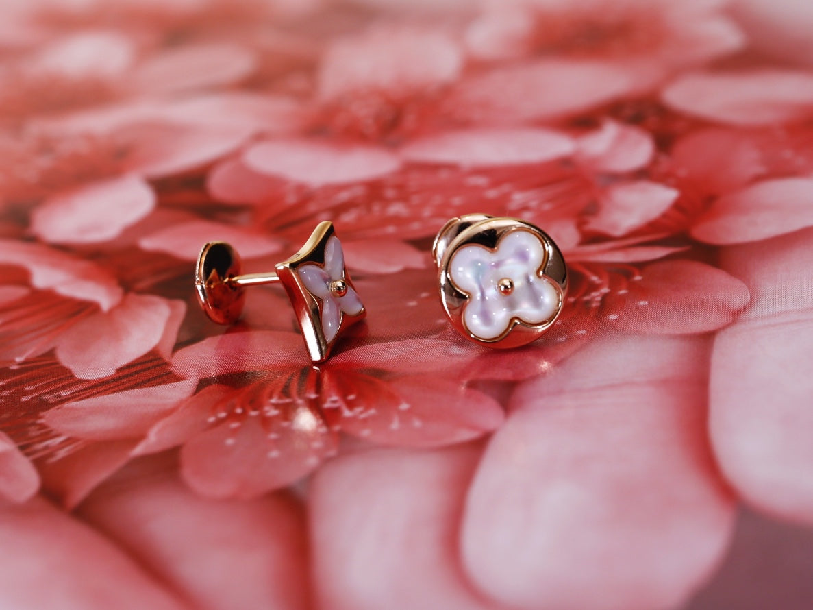 [Luxery]STAR AND SUN PINK GOLD MOP STUD EARRINGS