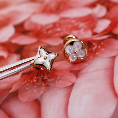 [Luxery]STAR AND SUN PINK GOLD MOP STUD EARRINGS
