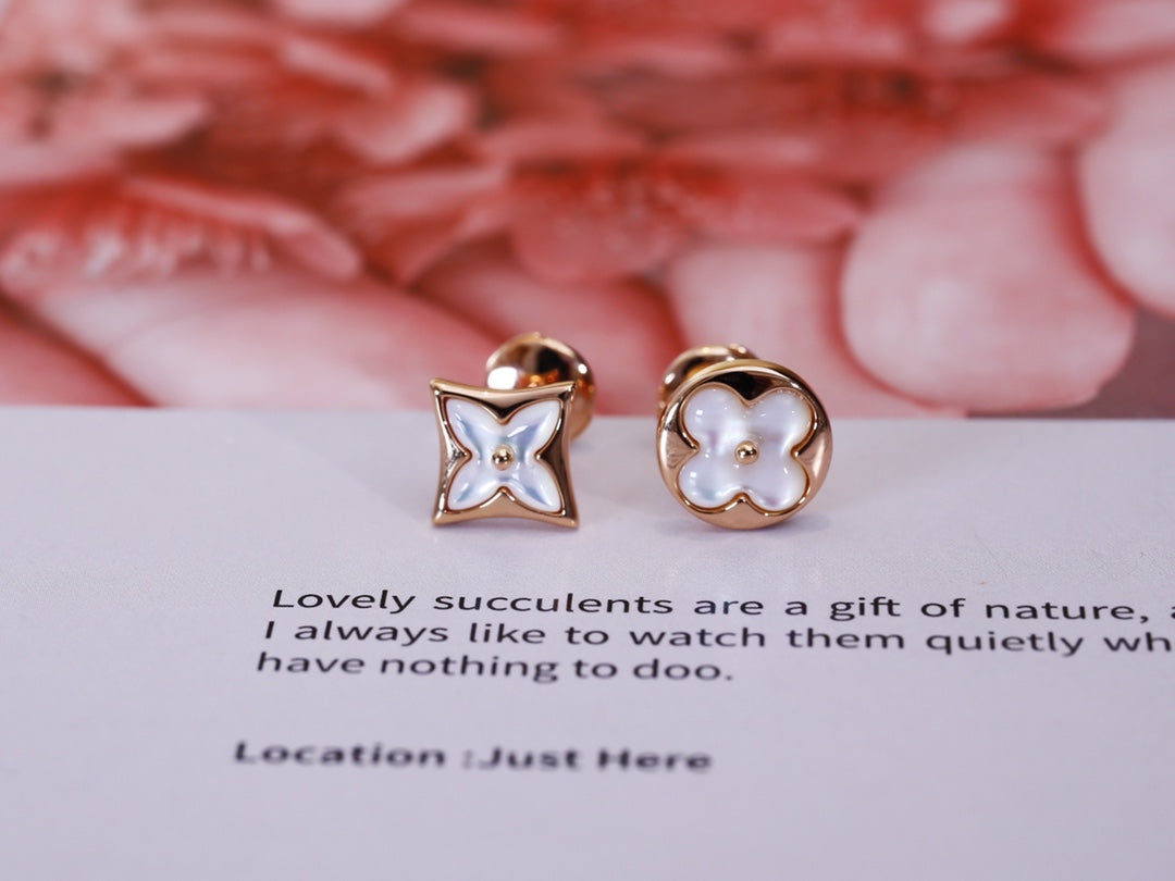 [Luxery]STAR AND SUN PINK GOLD MOP STUD EARRINGS