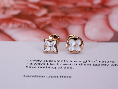 [Luxery]STAR AND SUN PINK GOLD MOP STUD EARRINGS