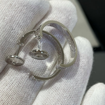 [Luxery]LOVE DIAMOND SILVER HOOP EARRINGS