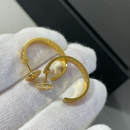 [Luxery]LOVE DIAMOND GOLD HOOP EARRINGS