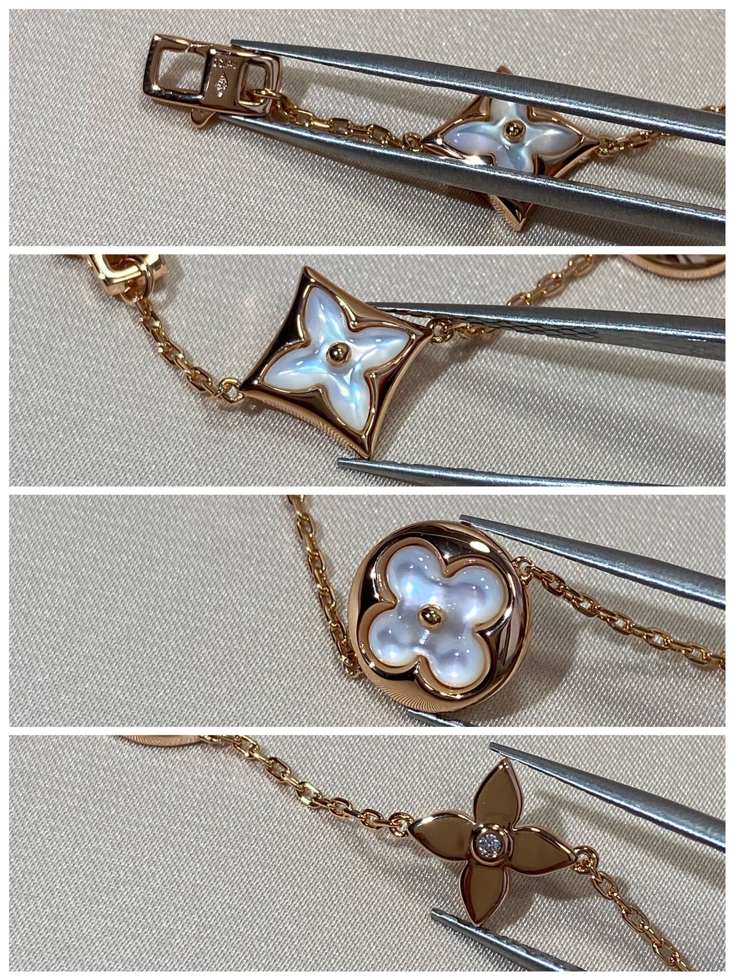 [Luxery]STAR AND SUN 5 MOTIF MOP PINK GOLD BRACELET