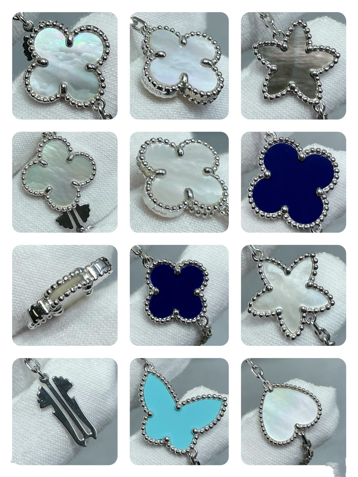 [Luxery]LUCKY CLOVER SILVER 11 MOTIF NECKLACE