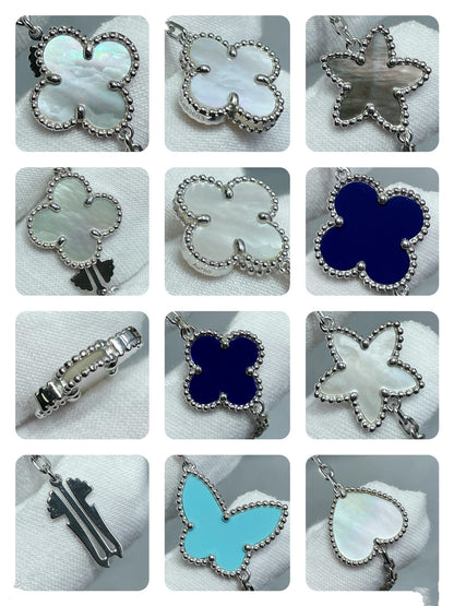 [Luxery]LUCKY CLOVER SILVER 11 MOTIF NECKLACE