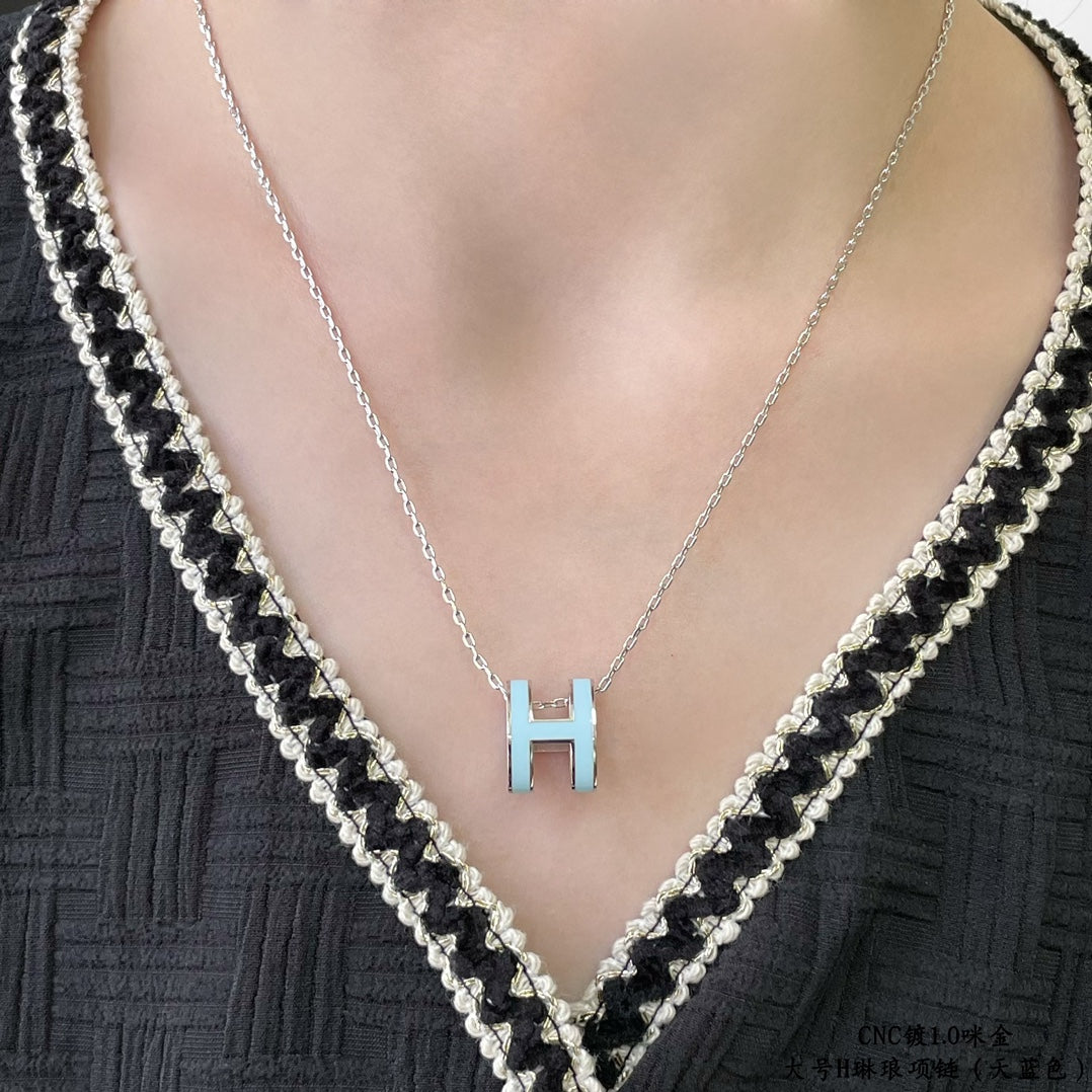 [Luxery]POP H SKY BLUE NECKLACE