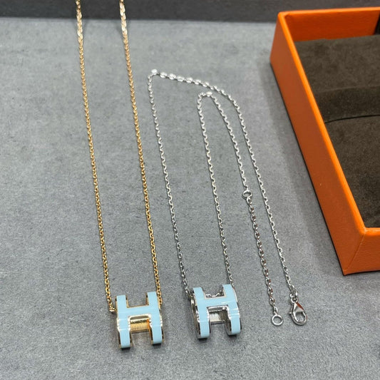 [Luxery]POP H SKY BLUE NECKLACE