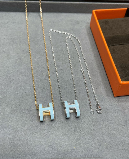 [Luxery]POP H SKY BLUE NECKLACE