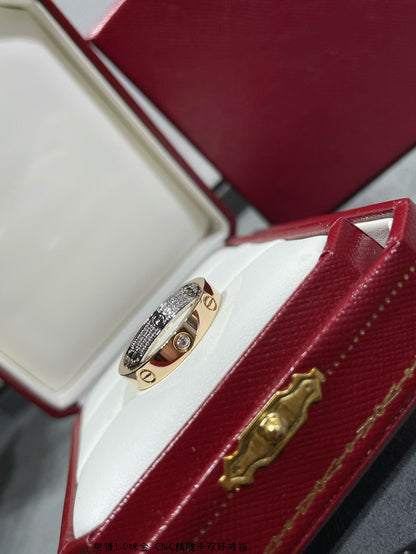 [Luxery]LOVE PINK GOLD SILVER DIAMOND DOUBLE RING