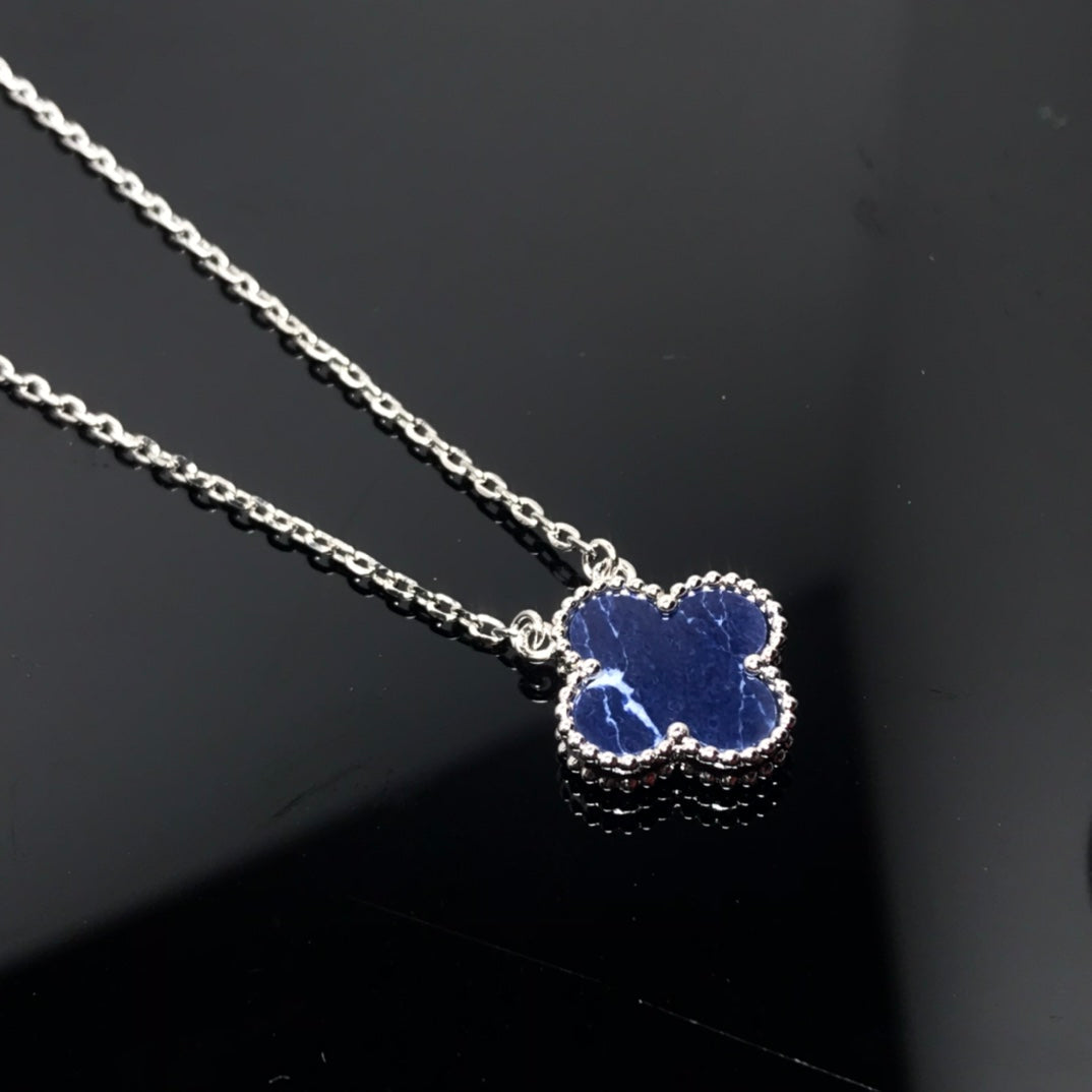 [Luxery]CLOVER PIETERSITE SILVER LONG NECKLACE