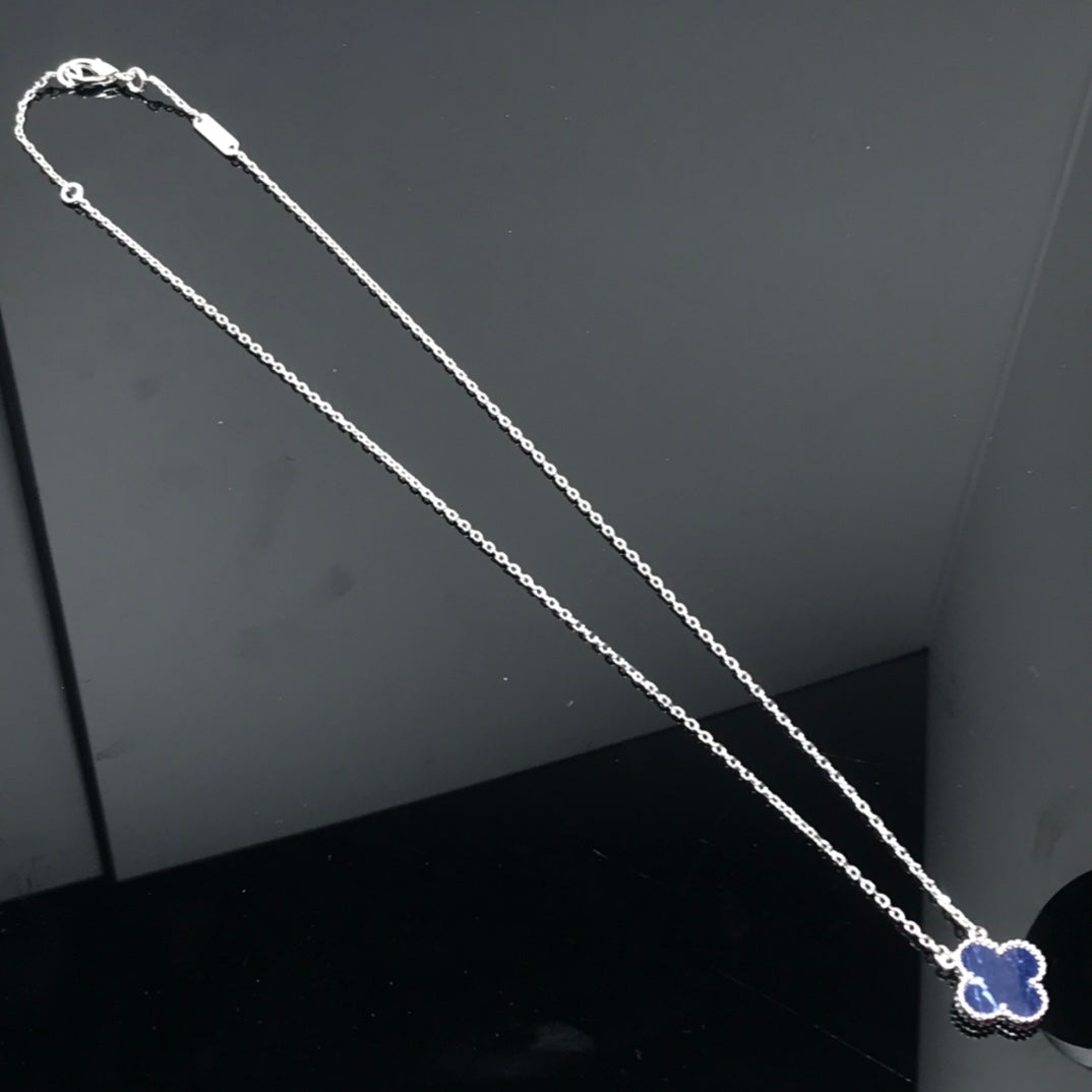 [Luxery]CLOVER PIETERSITE SILVER LONG NECKLACE