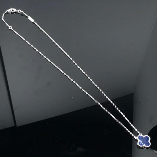 [Luxery]CLOVER PIETERSITE SILVER LONG NECKLACE