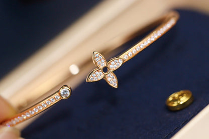 [Luxery]IDYLLE PINK GOLD OPEN BRACELET DIAMOND PAVED