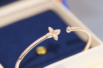 [Luxery]IDYLLE PINK GOLD OPEN BRACELET DIAMOND PAVED