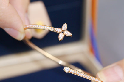 [Luxery]IDYLLE PINK GOLD OPEN BRACELET DIAMOND PAVED