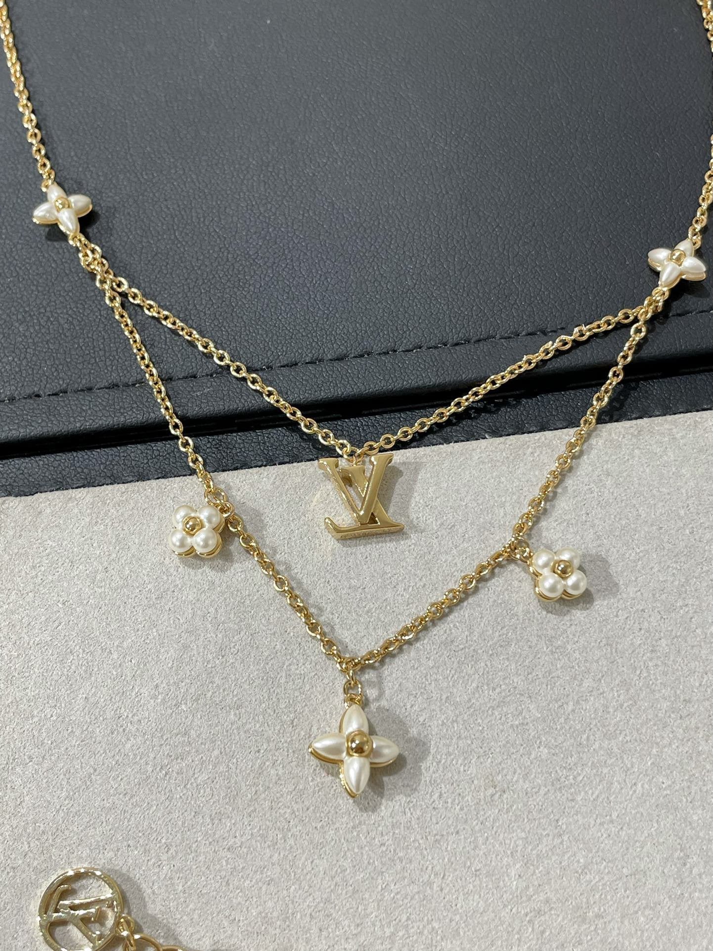 [Luxery]FLOWERGRAM GOLD MOP DOUBLE ROW NECKLACE