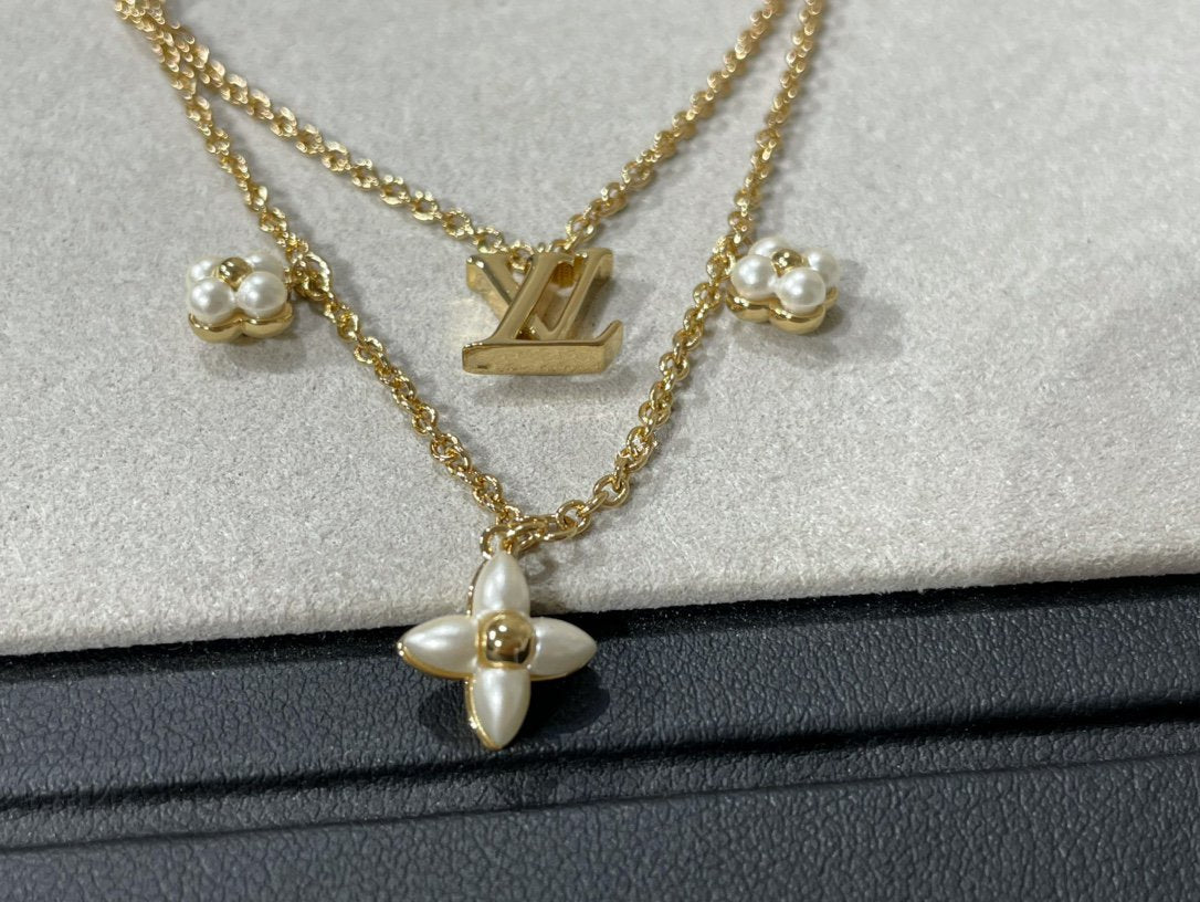 [Luxery]FLOWERGRAM GOLD MOP DOUBLE ROW NECKLACE