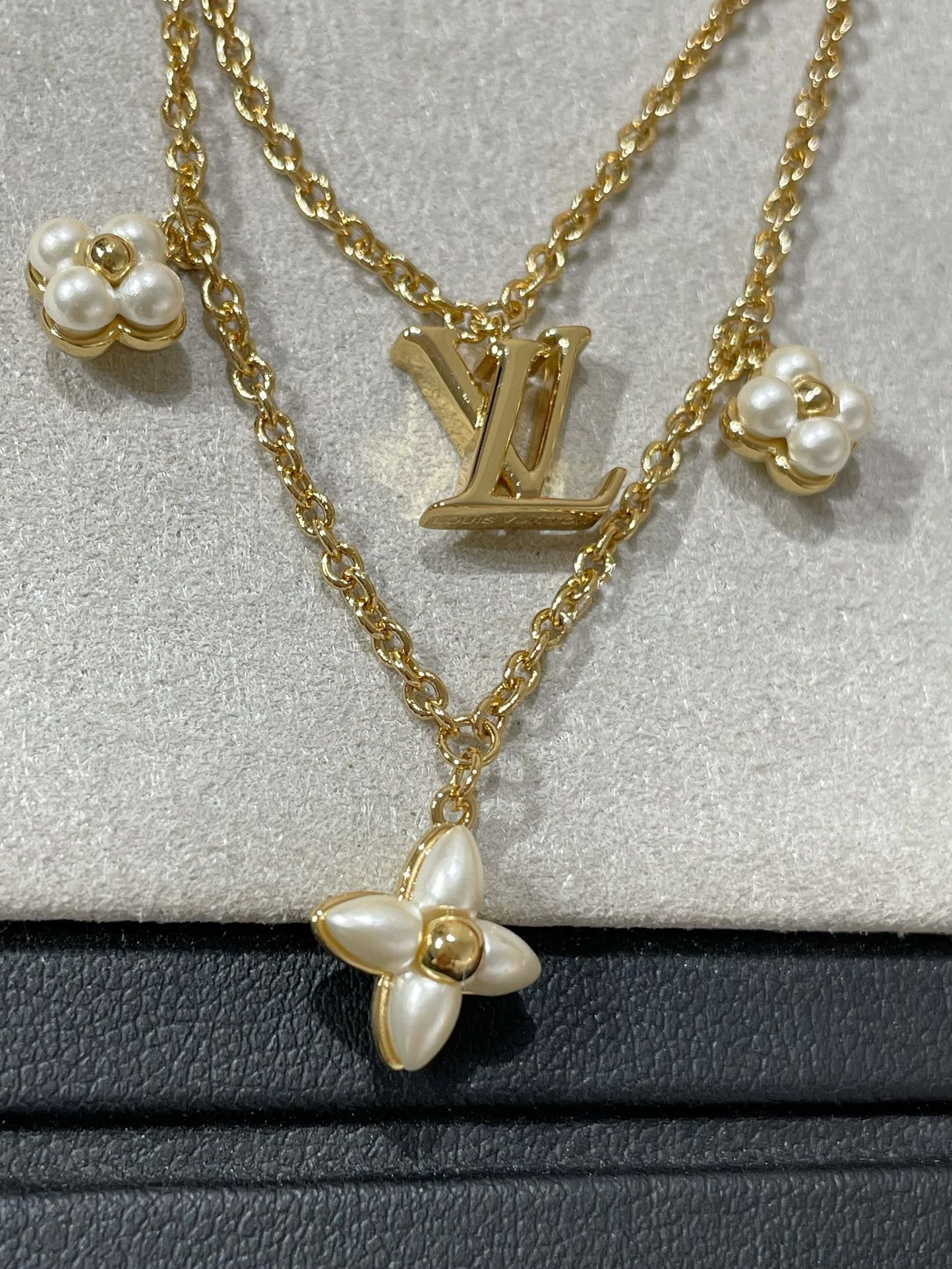 [Luxery]FLOWERGRAM GOLD MOP DOUBLE ROW NECKLACE
